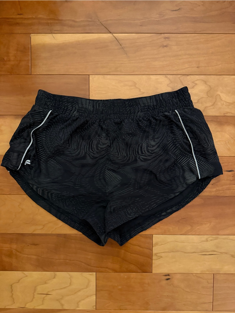 Fabletics Black Athletic Running Shorts with Reflective Piping